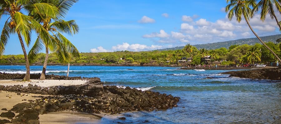 Isolated cove and calm waters on the big island of Hawaii.