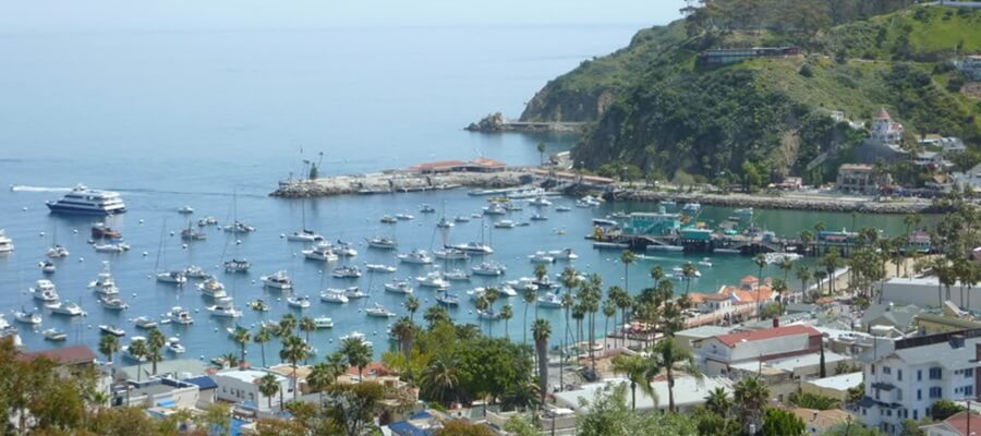 View of Catalina's beautiful Avalon Harbor.