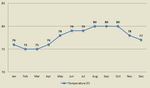 Maui average water temperature by month