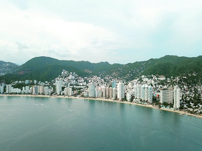 View of downtown Acapulco Mexico from the surrounding hills.
