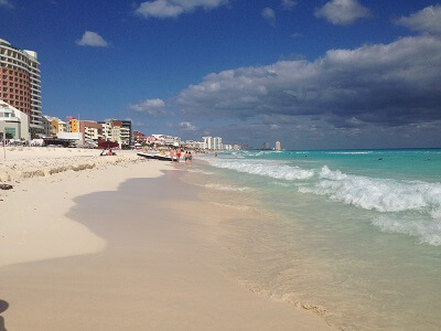Cancun's beautiful beaches located in the famous hotel zone.